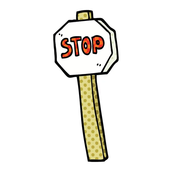 Estilo Quadrinhos Cartoon Stop Sign — Vetor de Stock