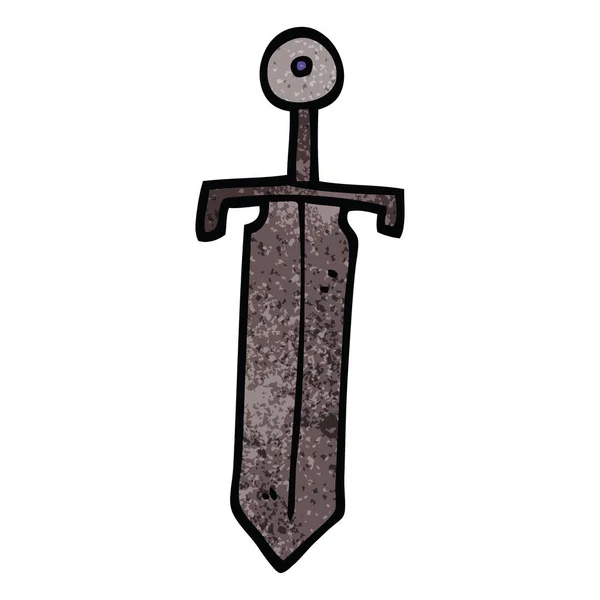 Cartoon Doodle Altes Schwert — Stockvektor