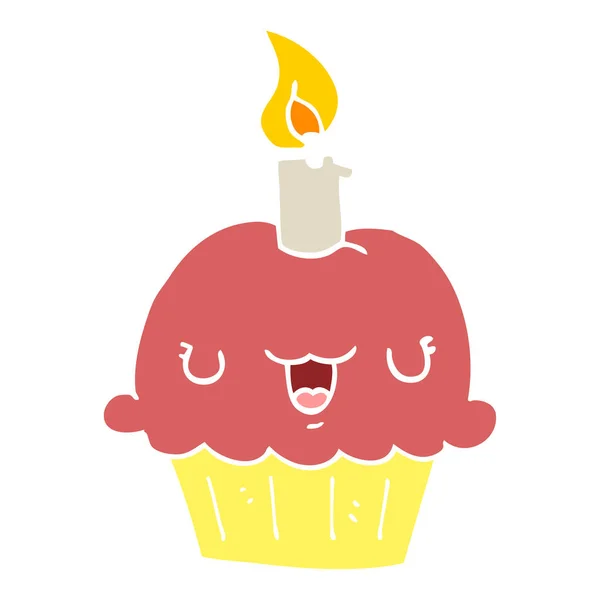 Estilo Color Plano Cupcake Dibujos Animados — Vector de stock