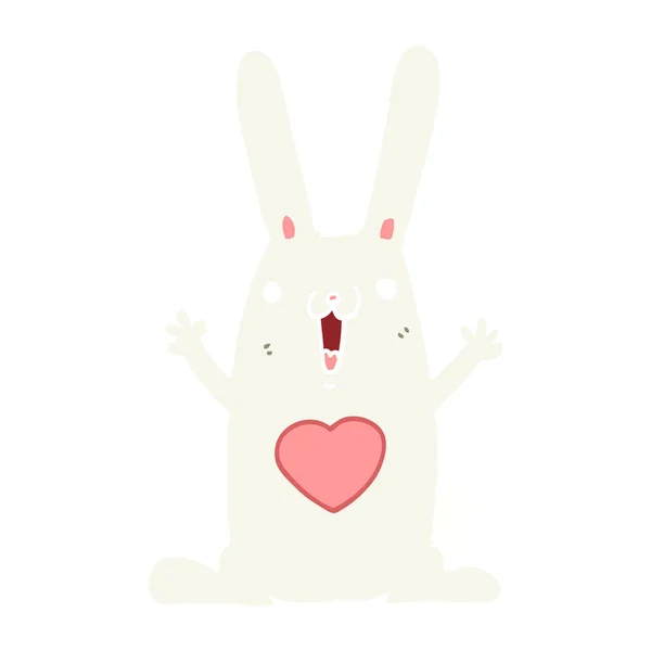 恋フラット カラー スタイルの漫画のウサギ — ストックベクタ