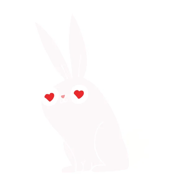 Düz Renk Stil Karikatür Tavşan Tavşan Aşık — Stok Vektör