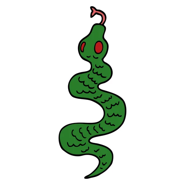 Cartoon Doodle Green Snake — Stock vektor