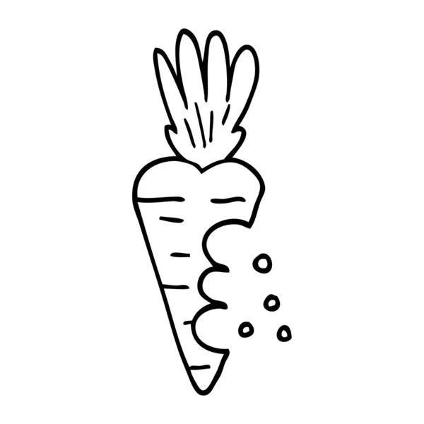 Линия Рисования Мультяшной Морковки Следами Укусов — стоковый вектор