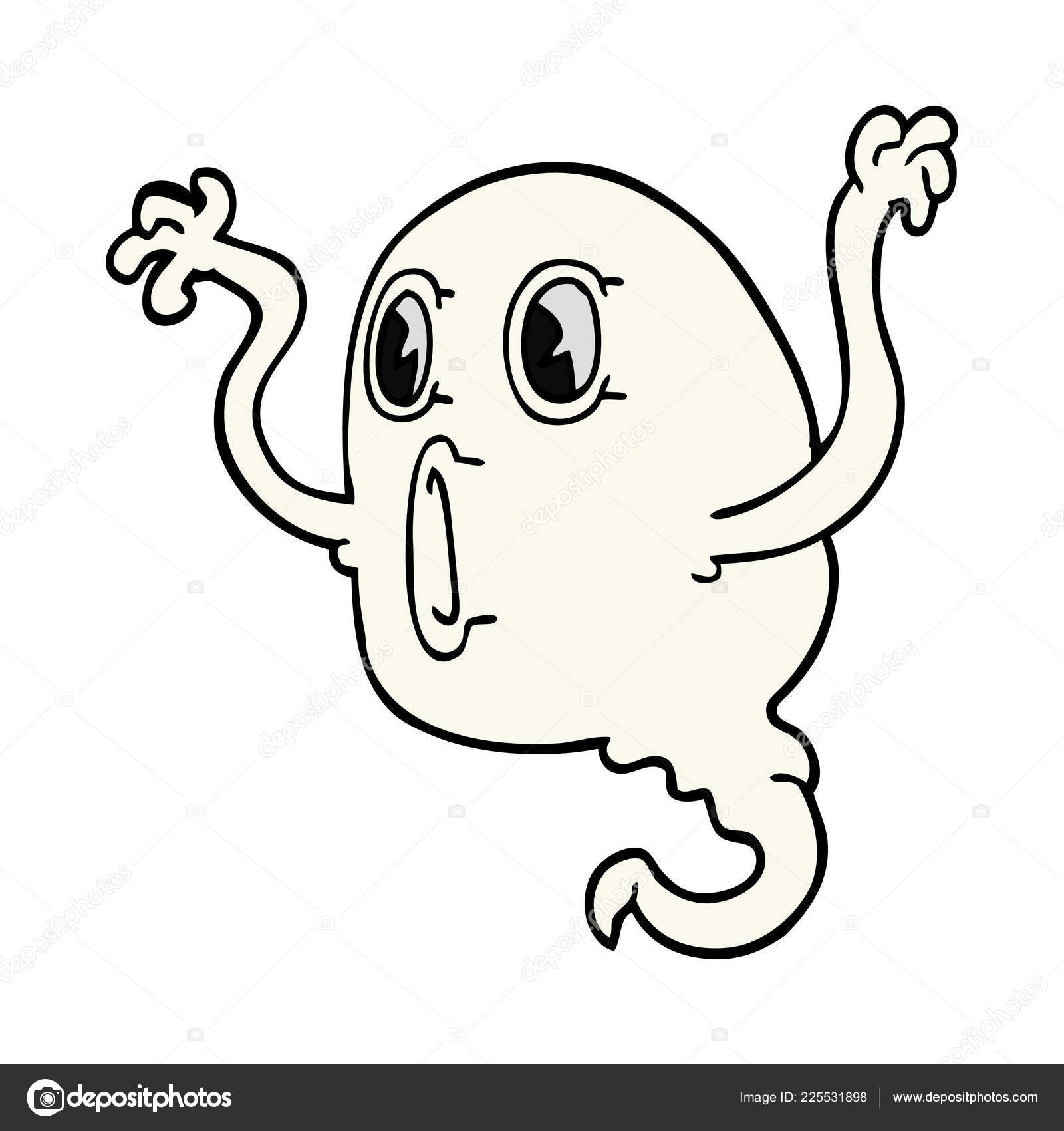 Um desenho animado de um fantasma com uma cara assustadora.