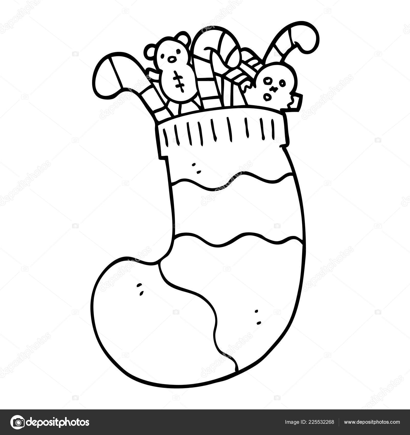 Line Drawing Cartoon Christmas Stocking Stock Vector C Lineartestpilot 225532268 When do you open christmas stockings? depositphotos