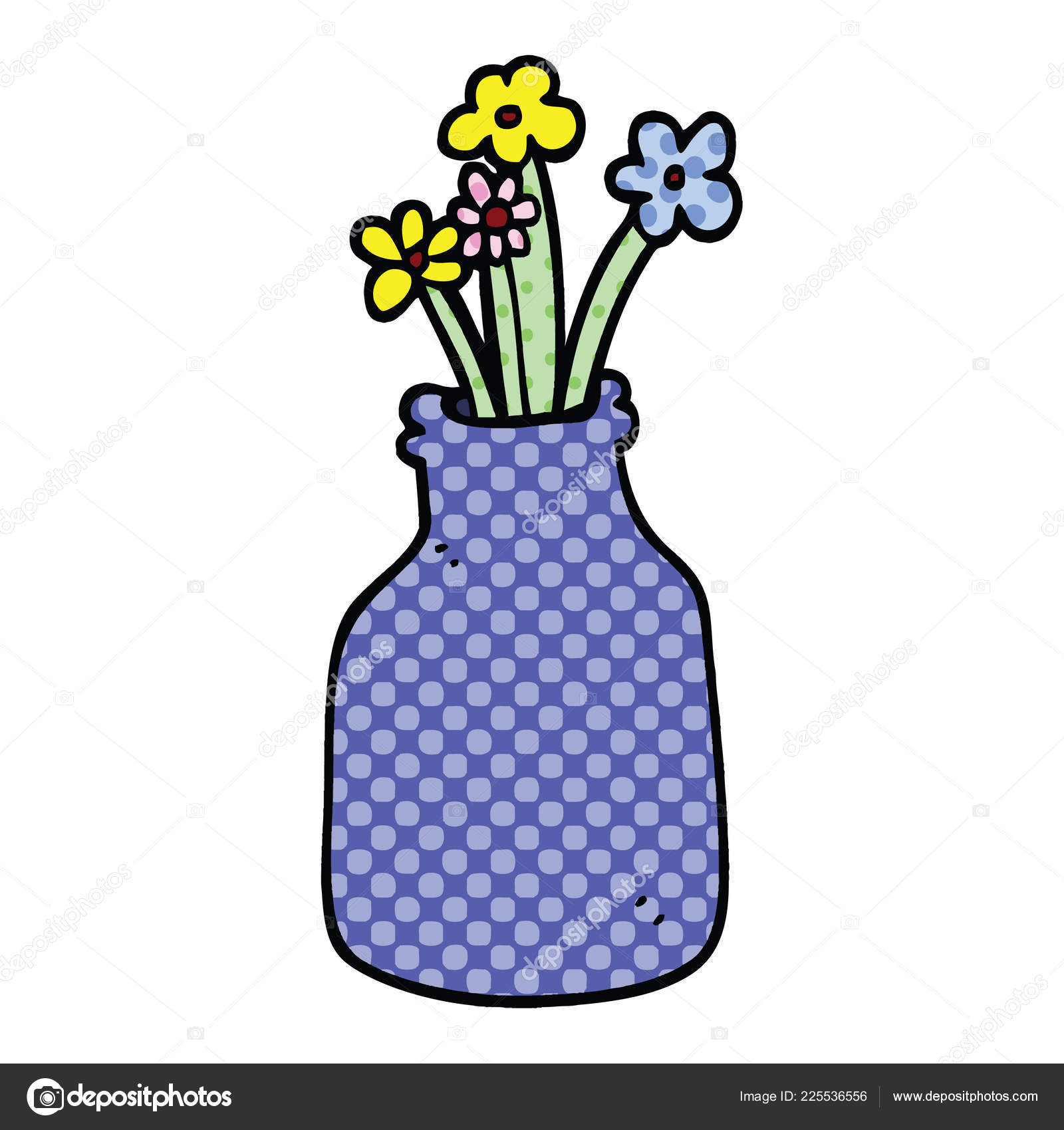 Bande Dessinée Style Dessin Animé Fleurs Dans Vase Image