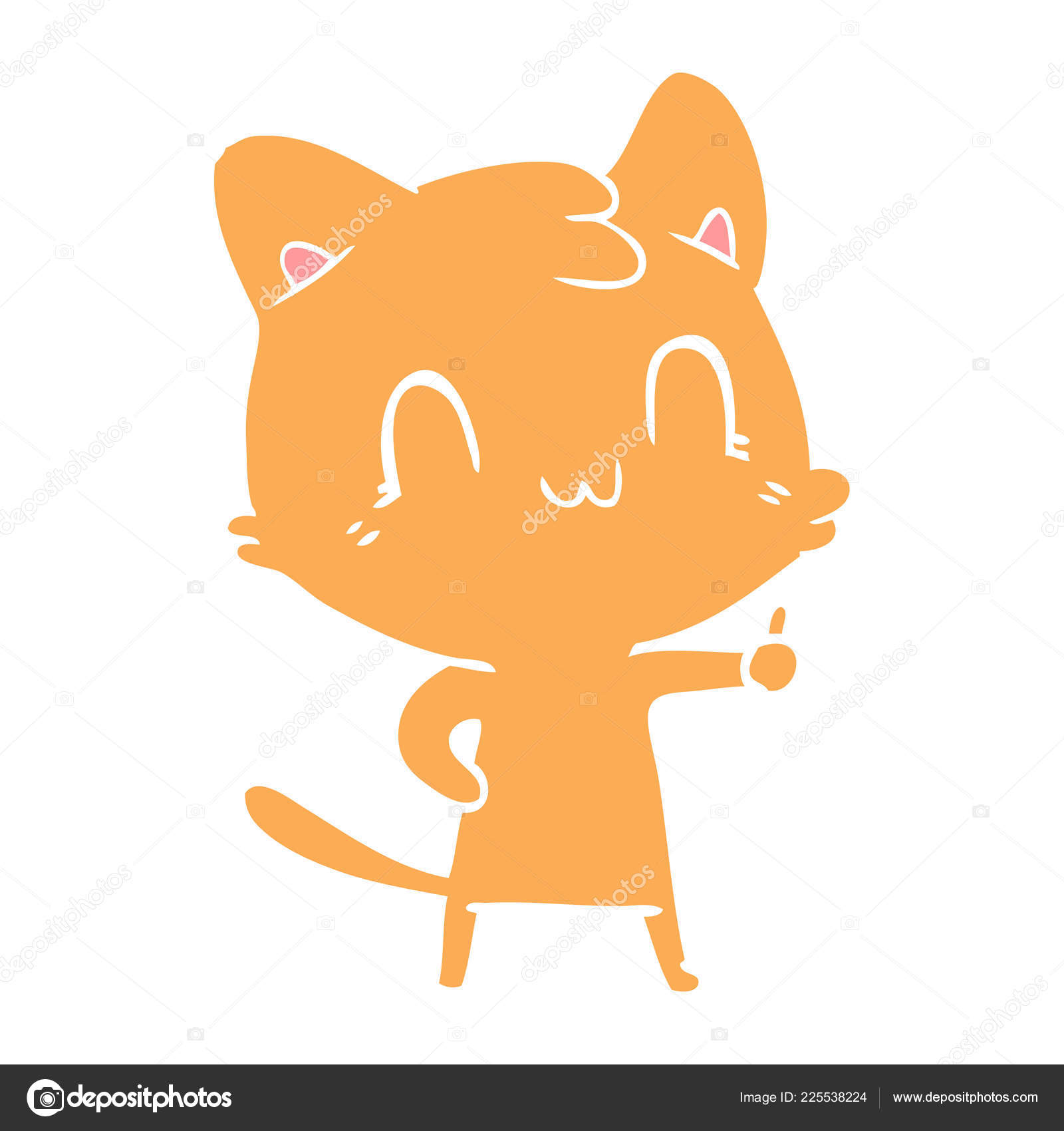 Plat Couleur Style Dessin Anime Heureux Chat Image Vectorielle Par Lineartestpilot C Illustration