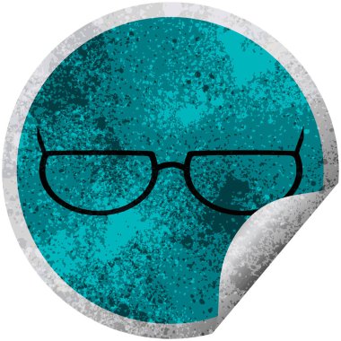 Gözlük grafik vektör çizim dairesel etiket