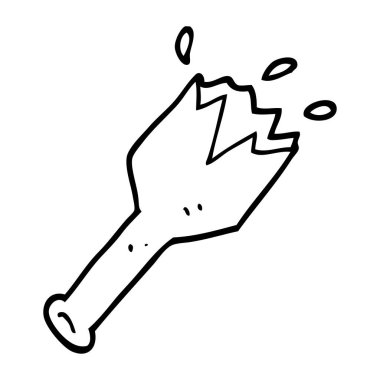 siyah beyaz çizgi film parçalanmış cam şişe