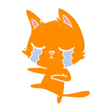 düz renk stil karikatür kedi dans ağlıyor