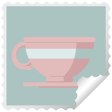 Kahve Kupası grafik kare etiket damga