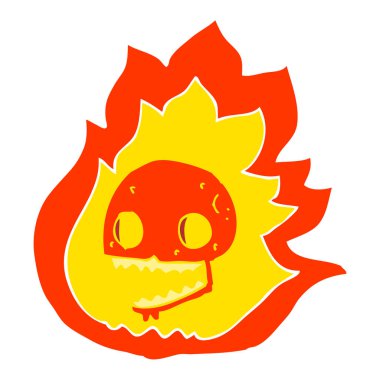 düz renk illüstrasyon kafatası yanma