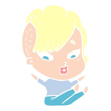 düz renk stil çizgi film düşen kız şaşırttı