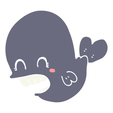 düz renk tarzı çizgi film balina