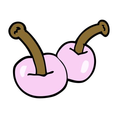 çizgi film doodle kiraz, vektör çizim