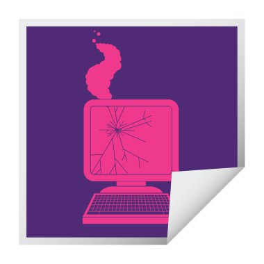 kırık bilgisayar grafik kare peeling etiket