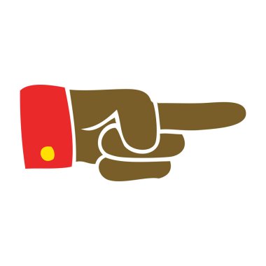 düz renk tarzı çizgi film işaret eden bir ele