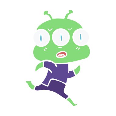 düz renk tarzı çizgi film üç gözlü yaratık