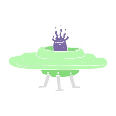 uçan daire düz renkli çizimi