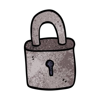 çizgi film doodle asma kilit, vektör çizim