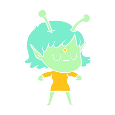 düz renk tarzı çizgi film yabancı kız