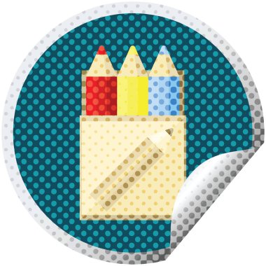 paketi kalem grafik vektör çizim dairesel etiket renklendirme