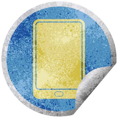 Tablet bilgisayar vektör çizim dairesel peeling etiket