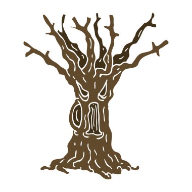 düz renk illüstrasyon karikatür ürkütücü ağaç