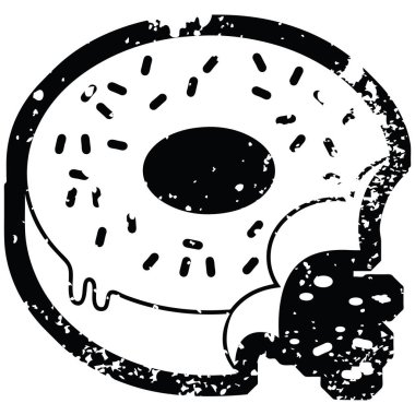 Sıkıntılı etkisi ısırıldı buzlu donut grafik vektör çizim simgesi