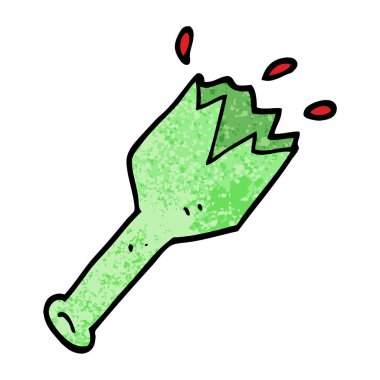 Grunge dokulu illüstrasyon karikatür parçalanmış cam şişe