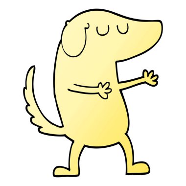 vektör degrade illüstrasyon karikatür mutlu köpek