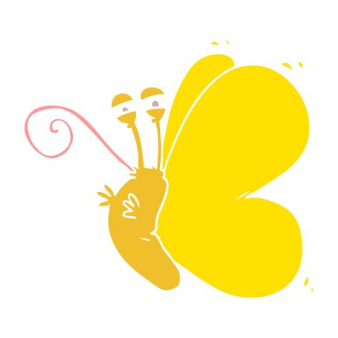 komik düz renk stil karikatür kelebek