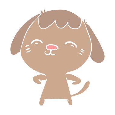 mutlu düz renk stil karikatür köpek