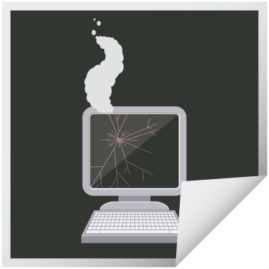 kırık bilgisayar grafik vektör çizim kare etiketi