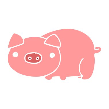 düz renk tarzı çizgi film domuz