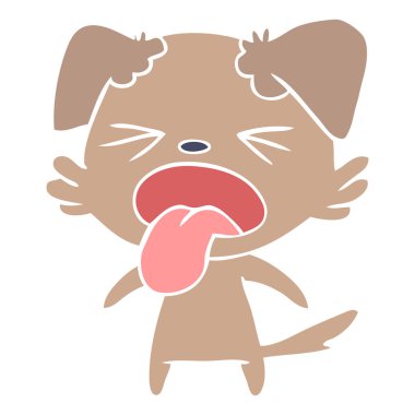 düz renk stil çizgi film köpek tiksinti