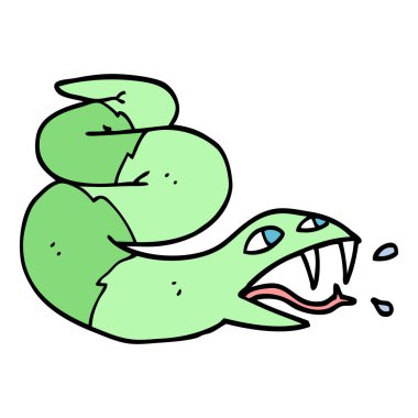 yılan tıslama çizilmiş doodle stil çizgi film el