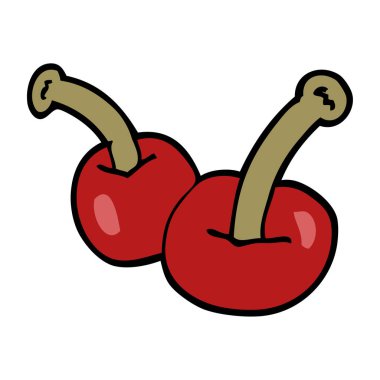 çizgi film doodle kiraz, vektör çizim
