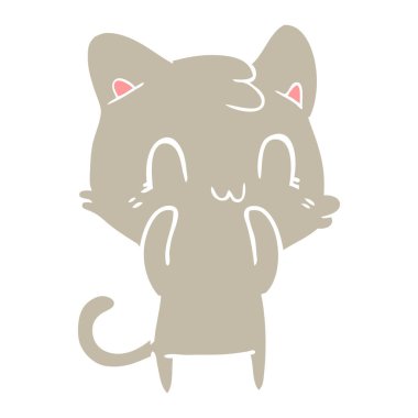 düz renk stil karikatür mutlu kedi