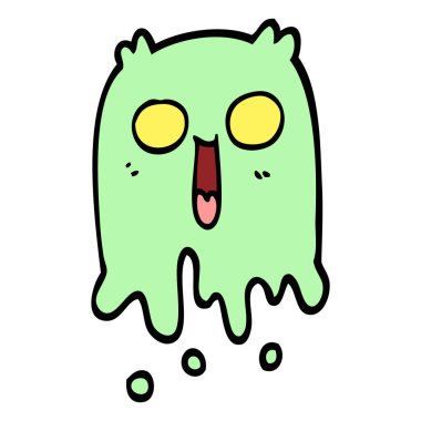 elle çizilmiş doodle tarzı çizgi film ürkütücü hayalet