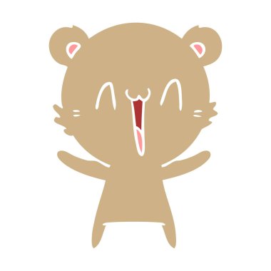 mutlu ayı düz renk stil çizgi film