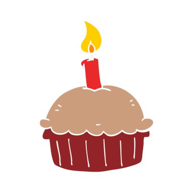 düz renk tarzı çizgi film cupcake 