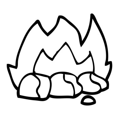 kömürlerin yanma siyah beyaz çizgi film