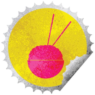 Pilav kasesi etiket vektör çizim peeling dairesel