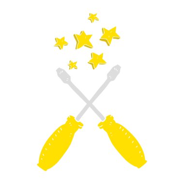 Tornavidalar düz renkli çizimi