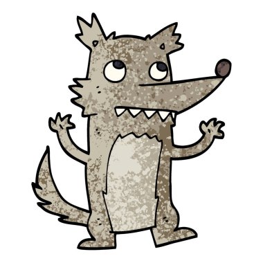 Grunge dokulu illüstrasyon karikatür kurt