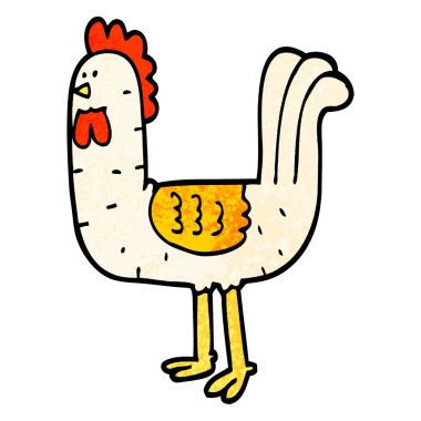 Grunge dokulu illüstrasyon karikatür horoz