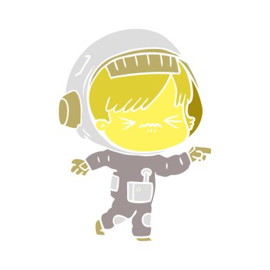 kızgın düz renk tarzı çizgi film alan kız