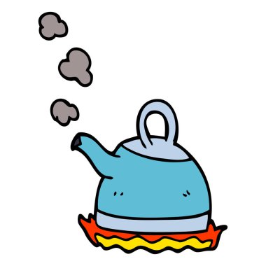 çizgi film doodle çaydanlık ocakta