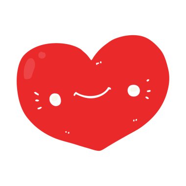 kalp düz renk tarzı çizgi film karakteri